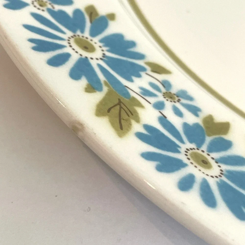 Mikasa Mediterrania Misty 4083 Serving Platter Vintage Blue Daisy Flower 12.25in